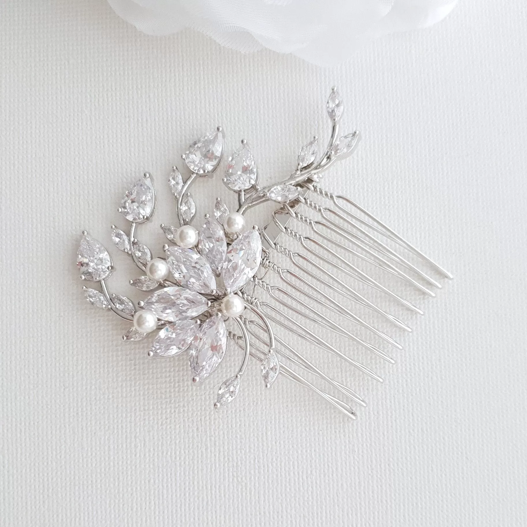 Small Flower Rose Gold Bridal Hair Comb -Kika