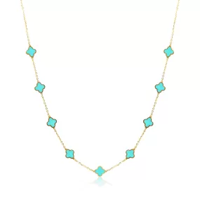 Stone Flower Necklace - Turquoise