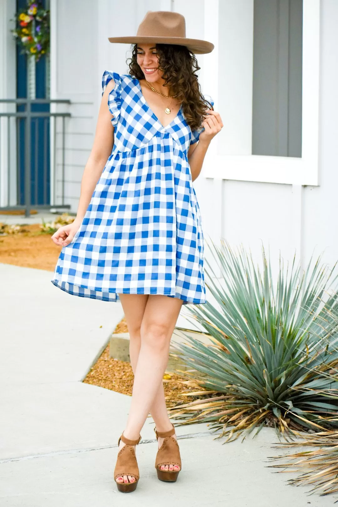 Stroll In The Park Blue Checkered Dress