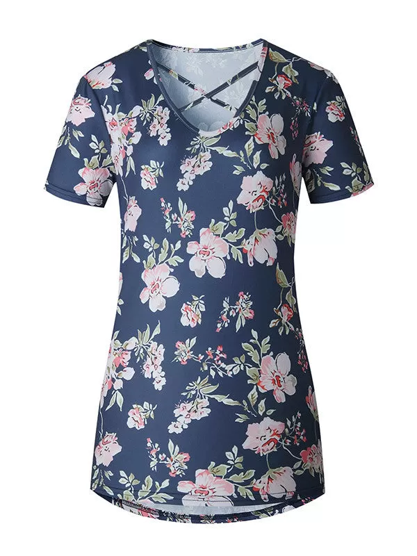 Summer Floral Cross Front Top