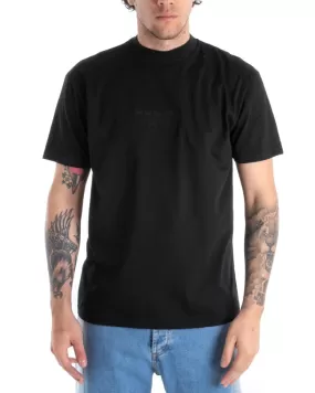 T-shirt Uomo Tinta Unita Manica Corta Nera Casual Basic GIOSAL