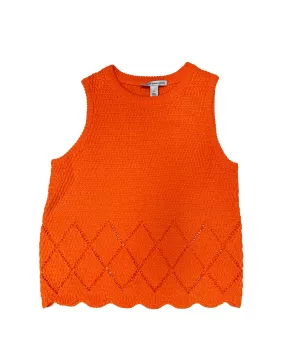 Texture Stitch Shell Knit Top (Tangerine)