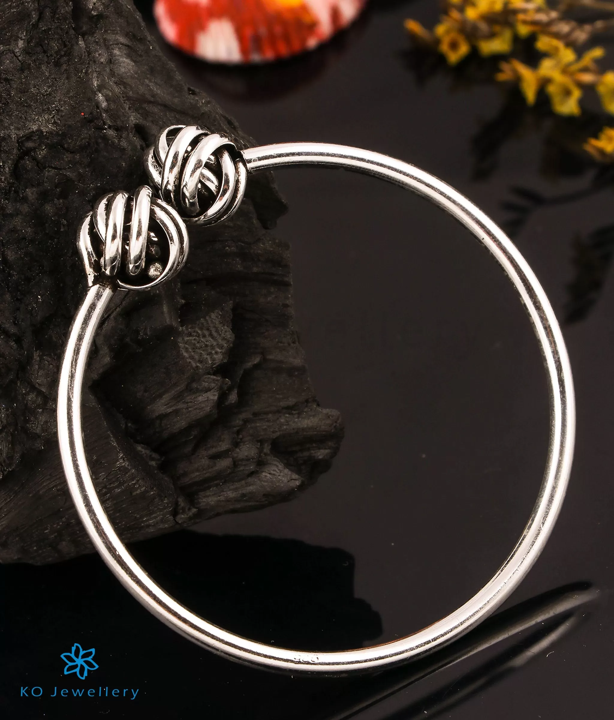 The Knotty Silver Flexible Open Bracelet