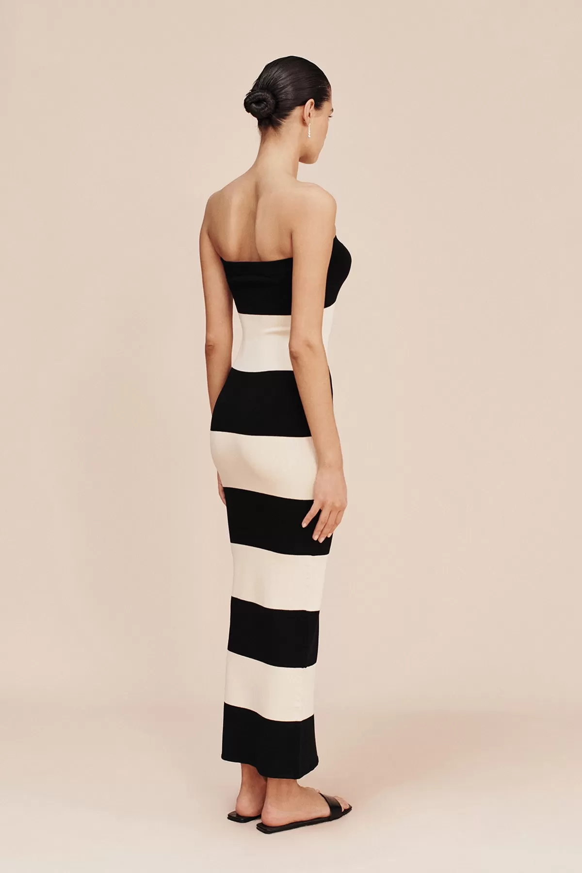 THEO STRAPLESS DRESS - BLACK STRIPE