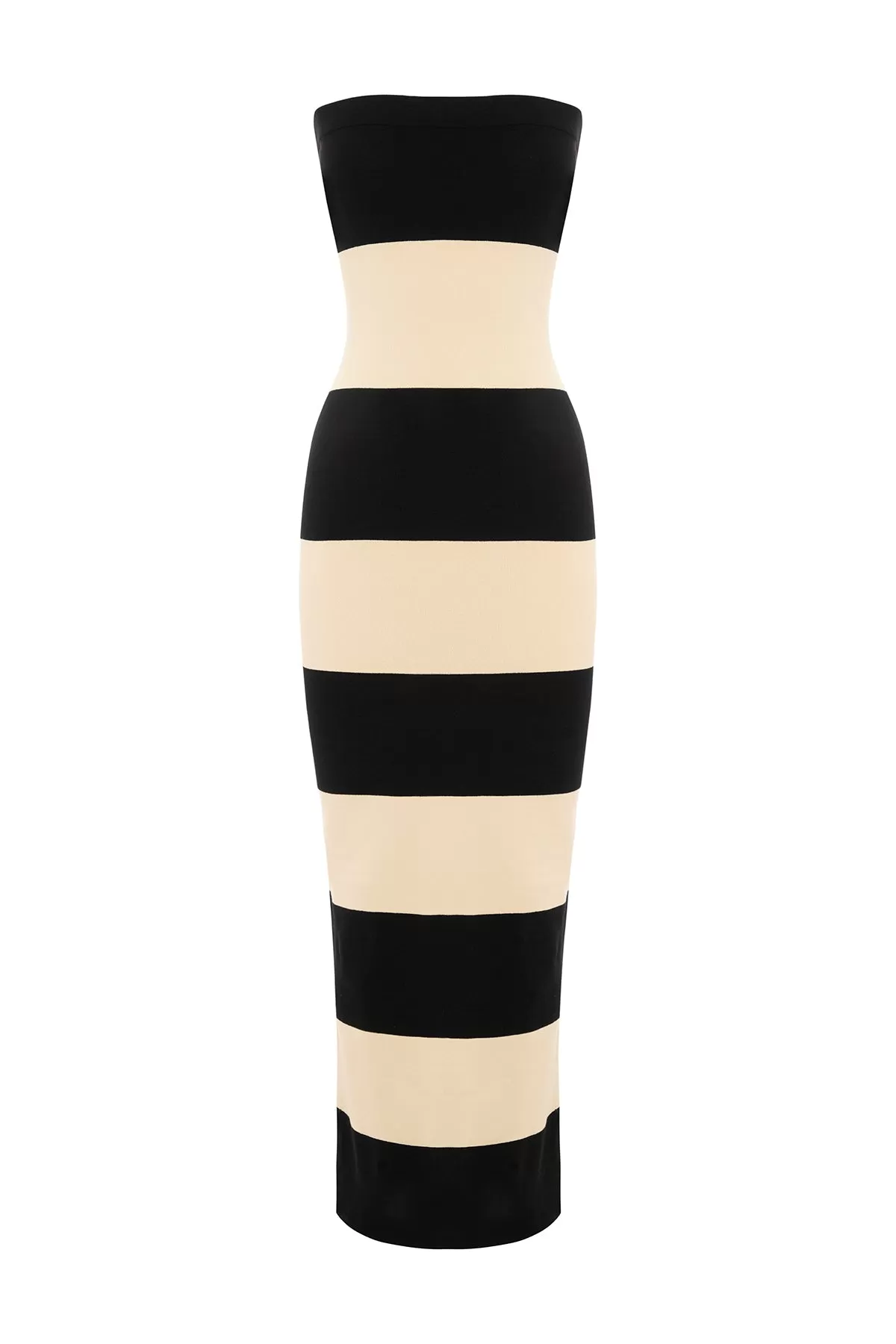 THEO STRAPLESS DRESS - BLACK STRIPE