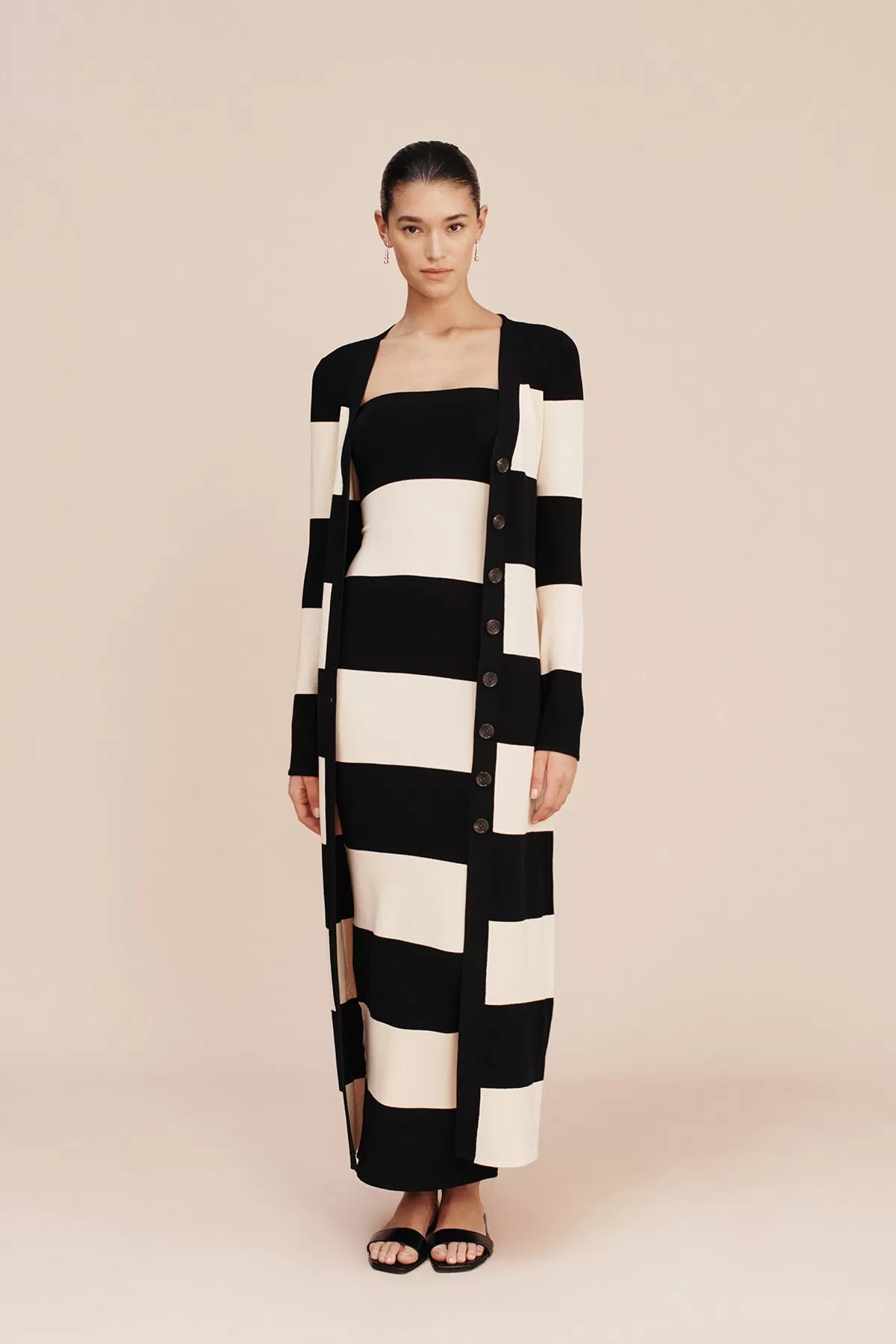 THEO STRAPLESS DRESS - BLACK STRIPE