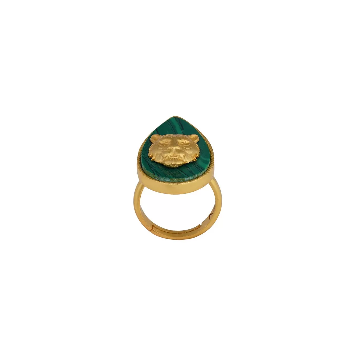 Tigris Charm - Tiger Ring with Malachite