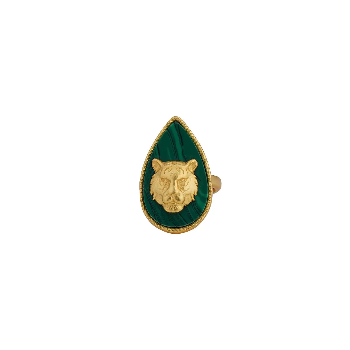 Tigris Charm - Tiger Ring with Malachite