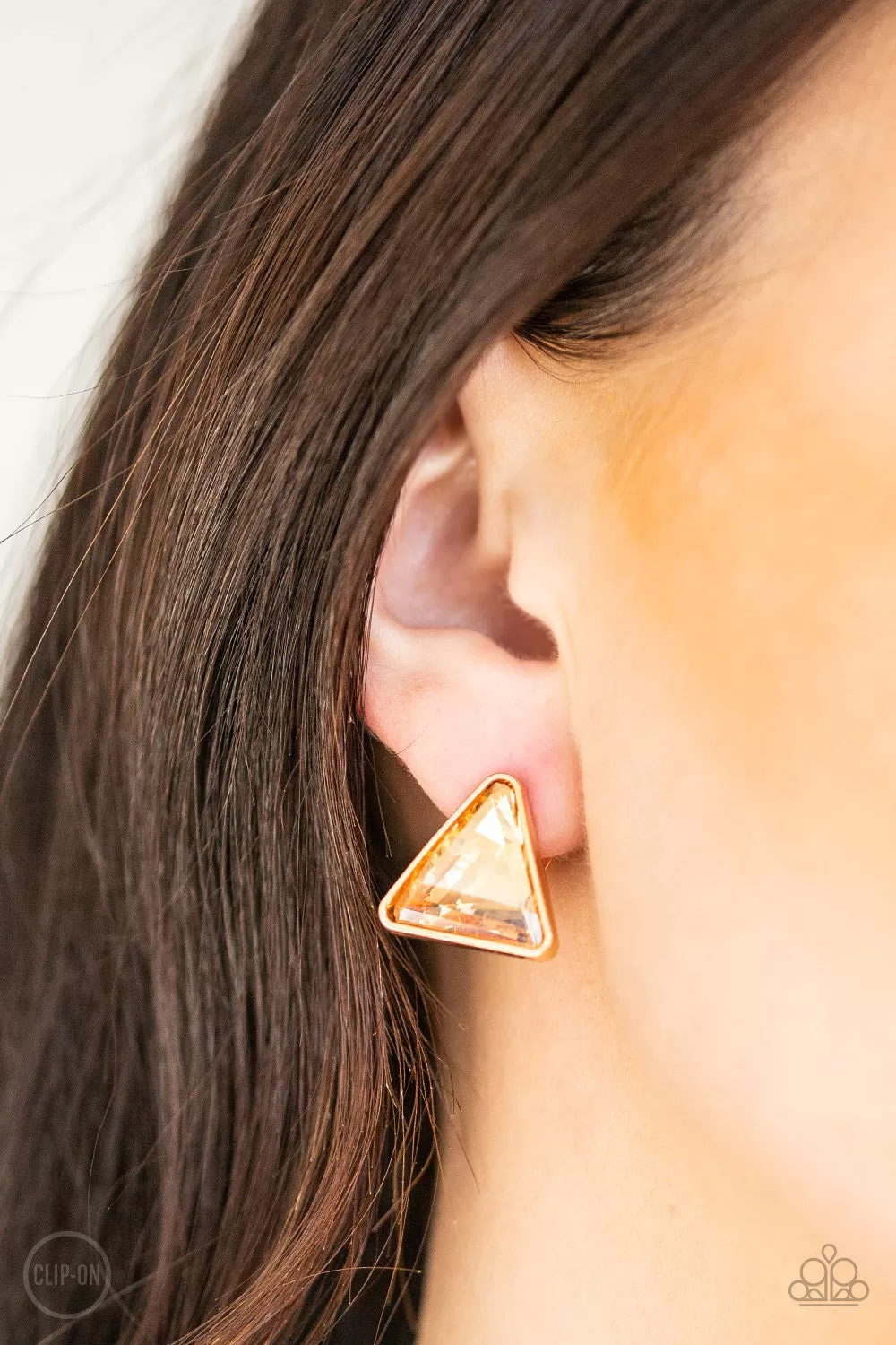 Timeless In Triangles Gold Clip-On Earrings