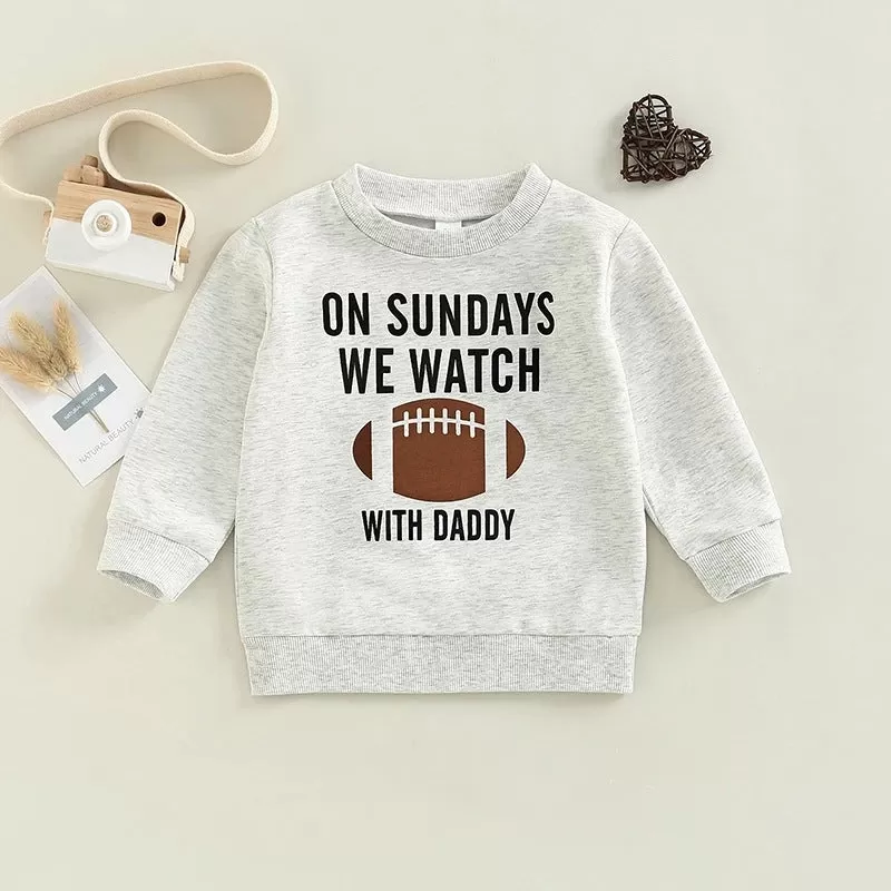 Toddler Girls Solid Color Letter Rugby Print Sweatshirt Top