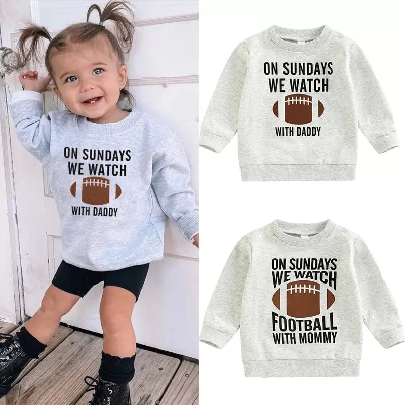 Toddler Girls Solid Color Letter Rugby Print Sweatshirt Top