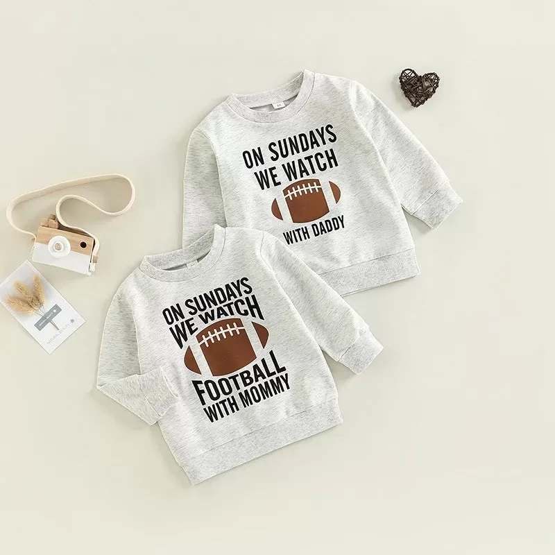 Toddler Girls Solid Color Letter Rugby Print Sweatshirt Top