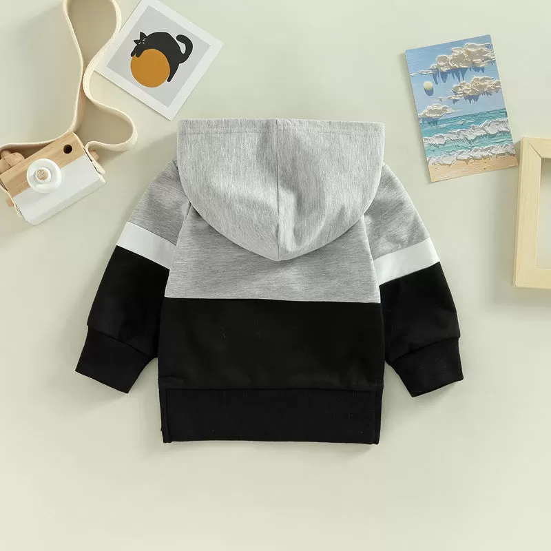 Toddler Kids Solid Color Sports Casual Zipper Hooded Sweatshirt Jacket