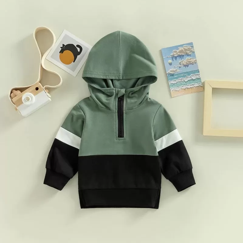 Toddler Kids Solid Color Sports Casual Zipper Hooded Sweatshirt Jacket