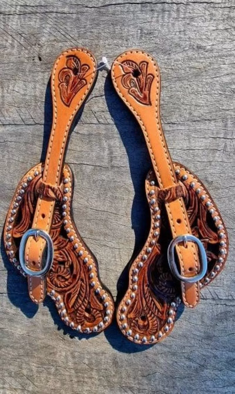 Toprail Spur Straps Ladies Carved