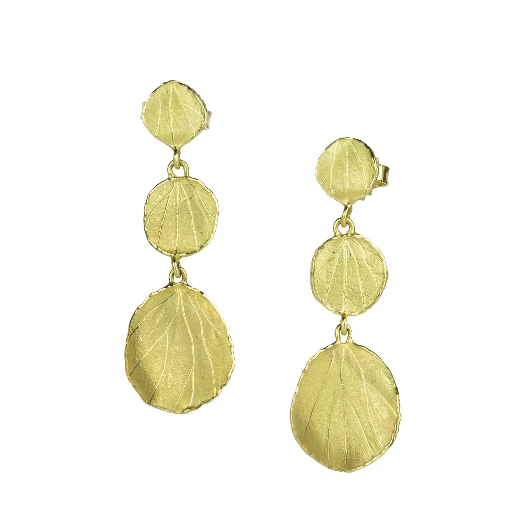 Triple Petal Gold Earrings