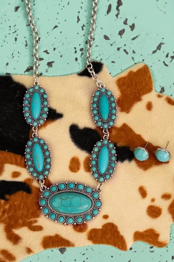 TURQUOISE FRISCO BAY NECKLACE AND EARRING SET