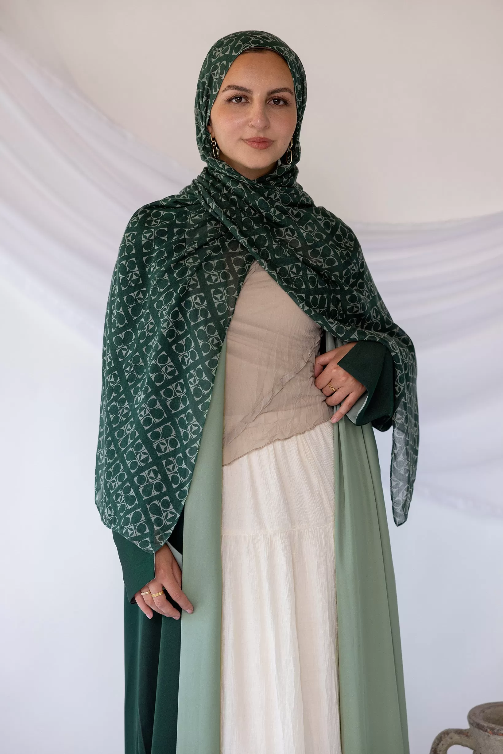 two-tone green abaya