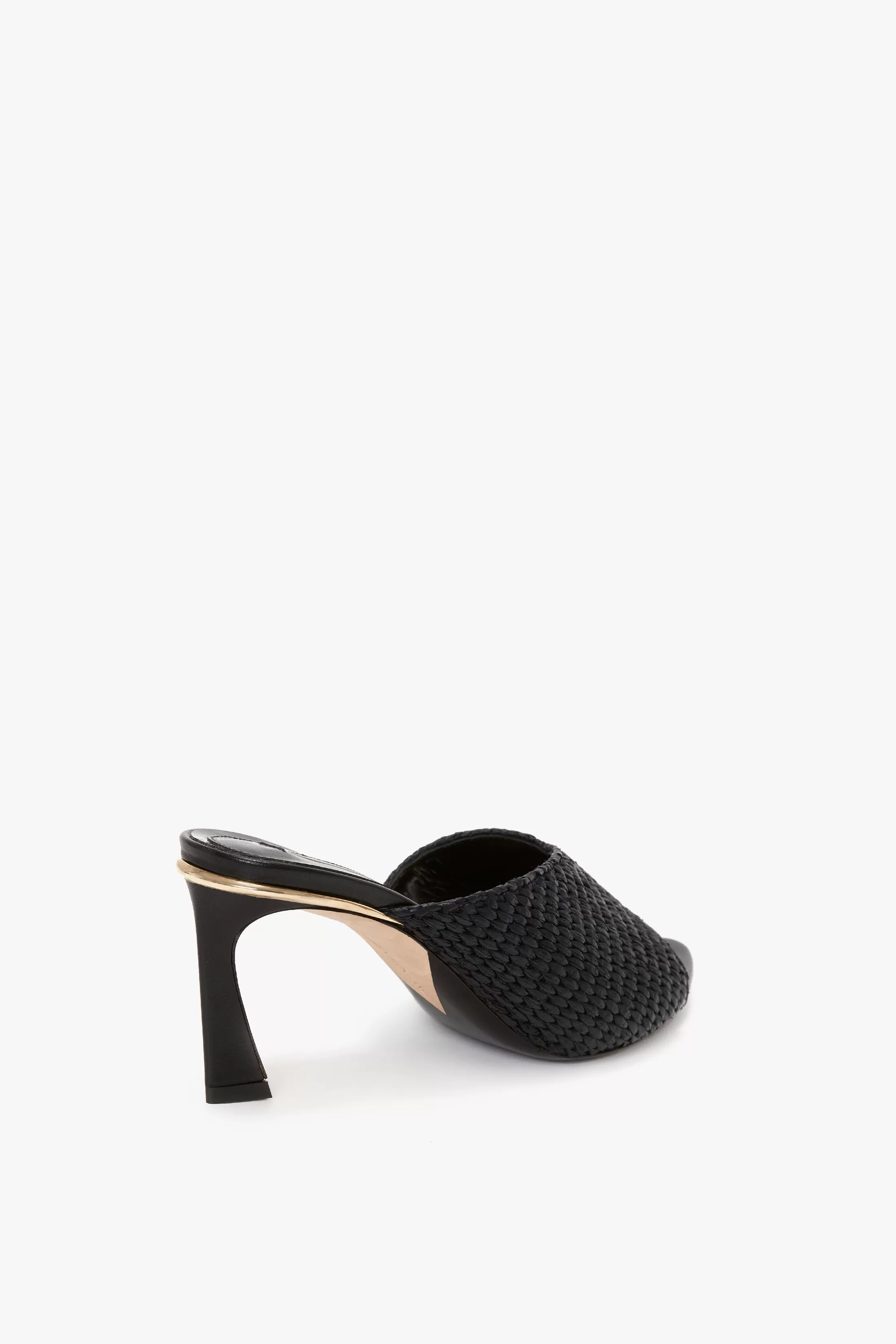 V Cut Mule In Black Raffia