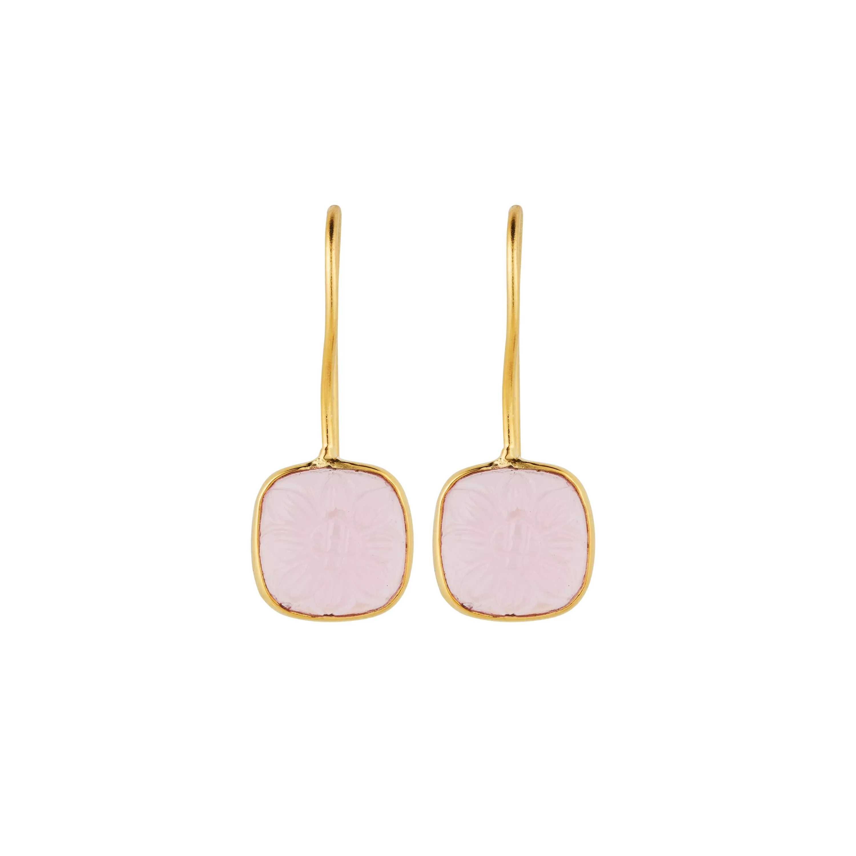 Vama | Calista Earrings | Metal-Sterling Silver | Stone-Rose Quartz | Finish-Shiny