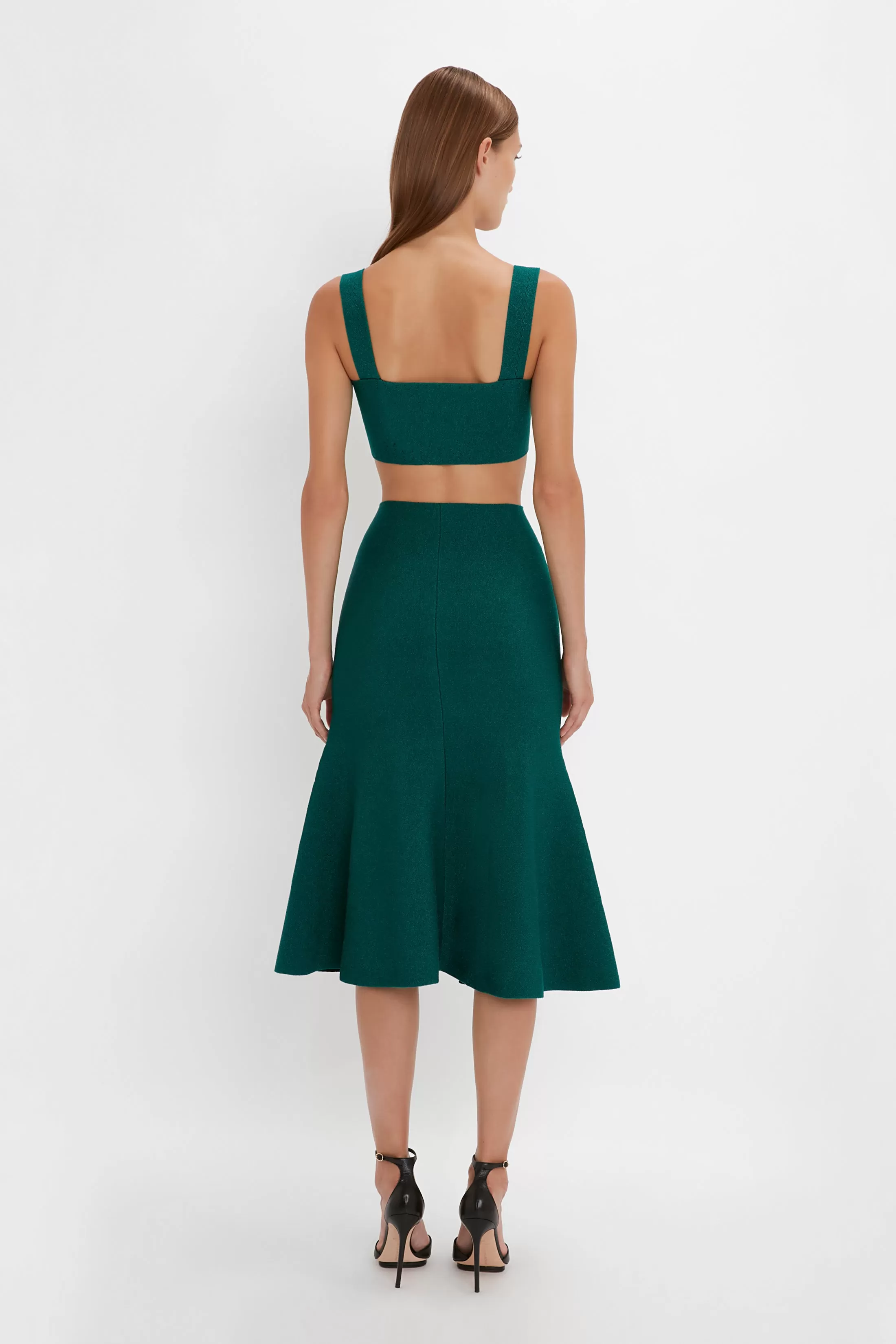 VB Body Flared Skirt In Lurex Green