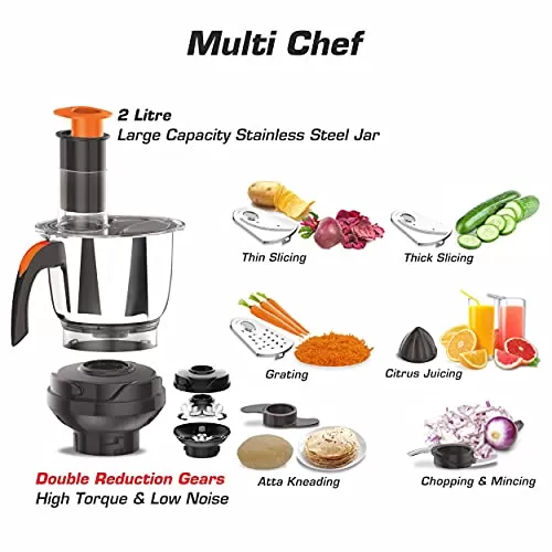 Vidiem EVO ADC Mixer Grinder 612 A | Mixer grinder 750 watt with 5 Jar in-1 Juicer Mixer Grinder | 5 Leakproof Jars with self-lock,for Wet and Dry Spices,Chutneys and Curries | 5 Year Warranty