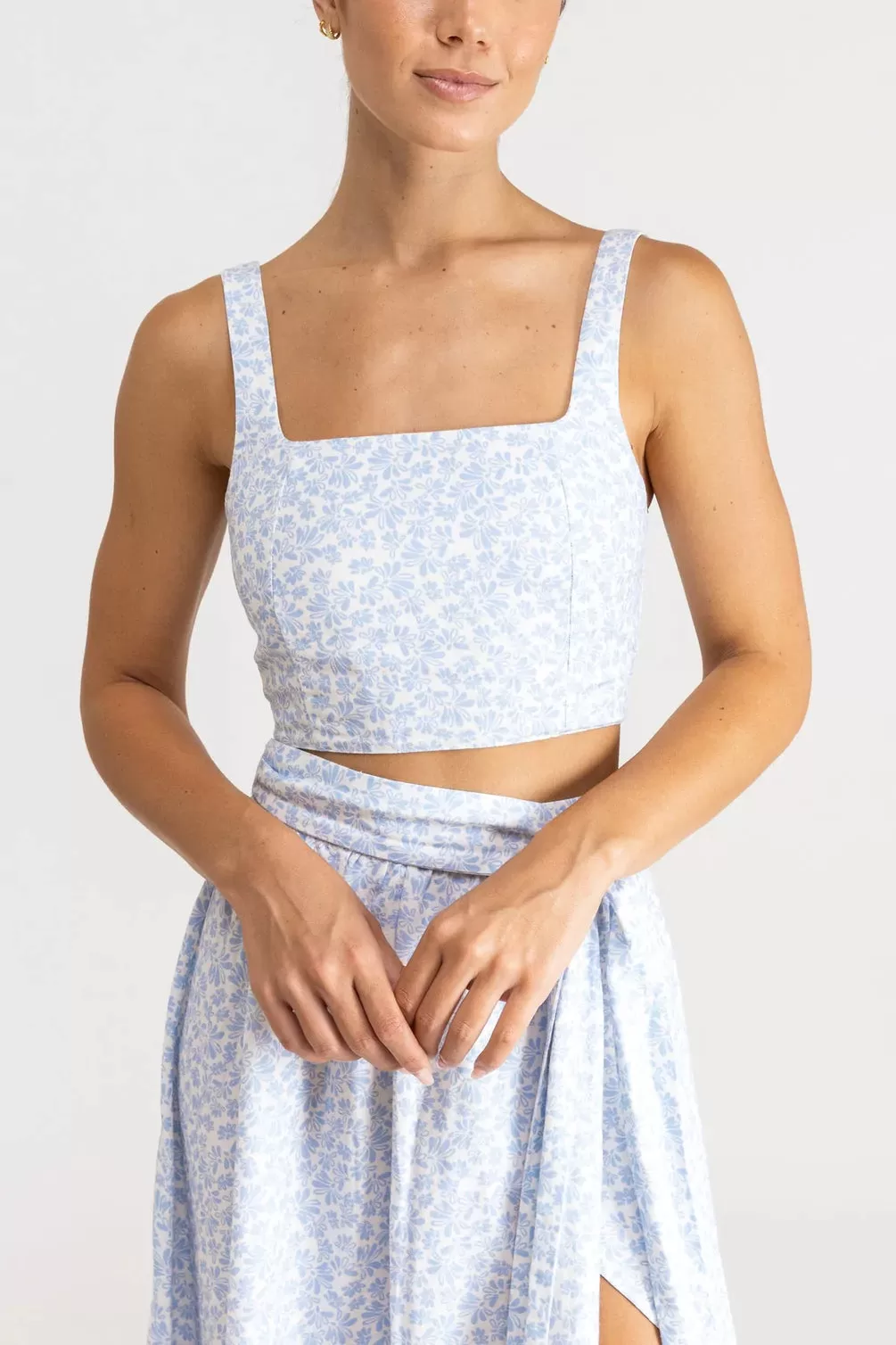 Voleta Flora Crop Top / Cornflower