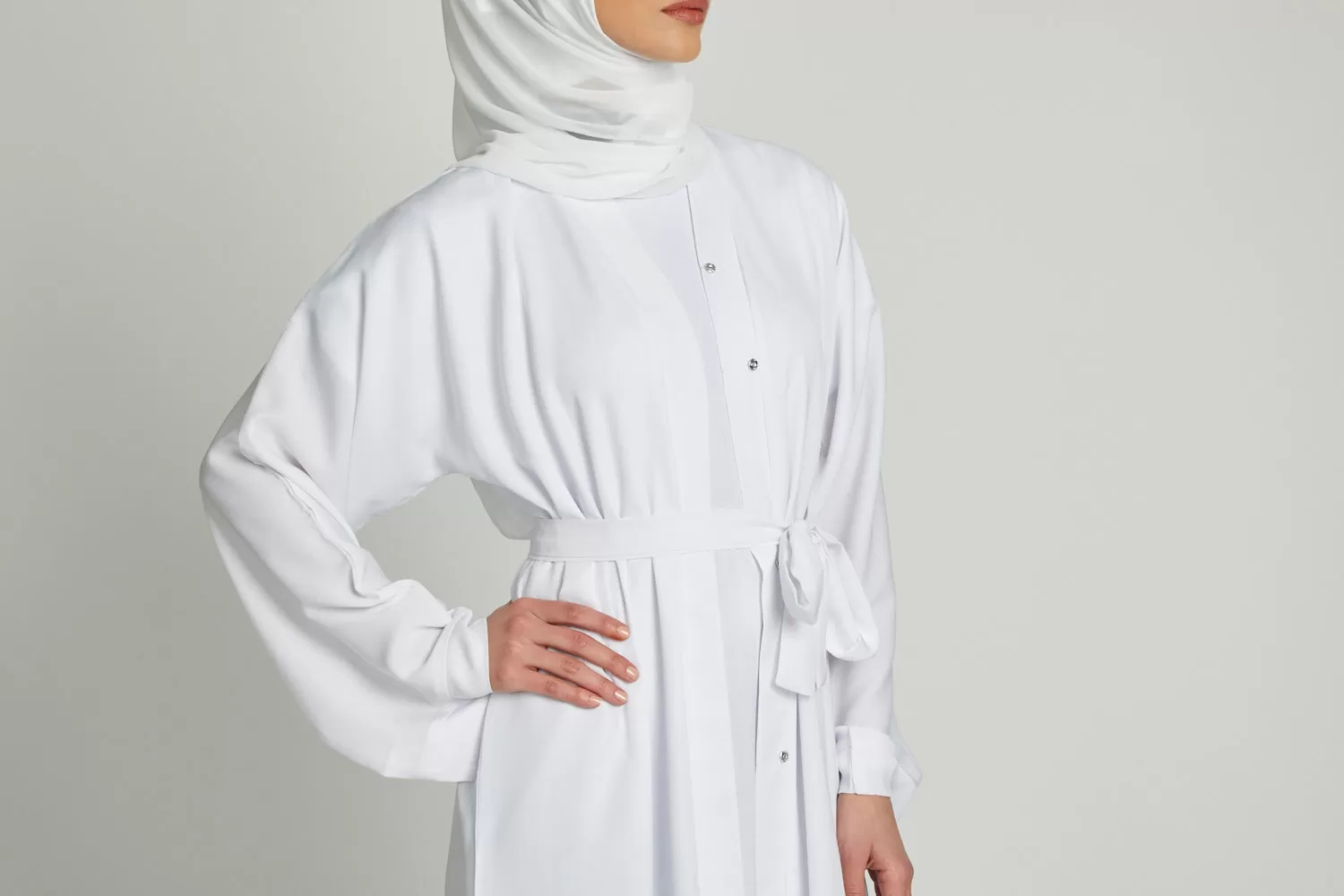 White Open Abaya