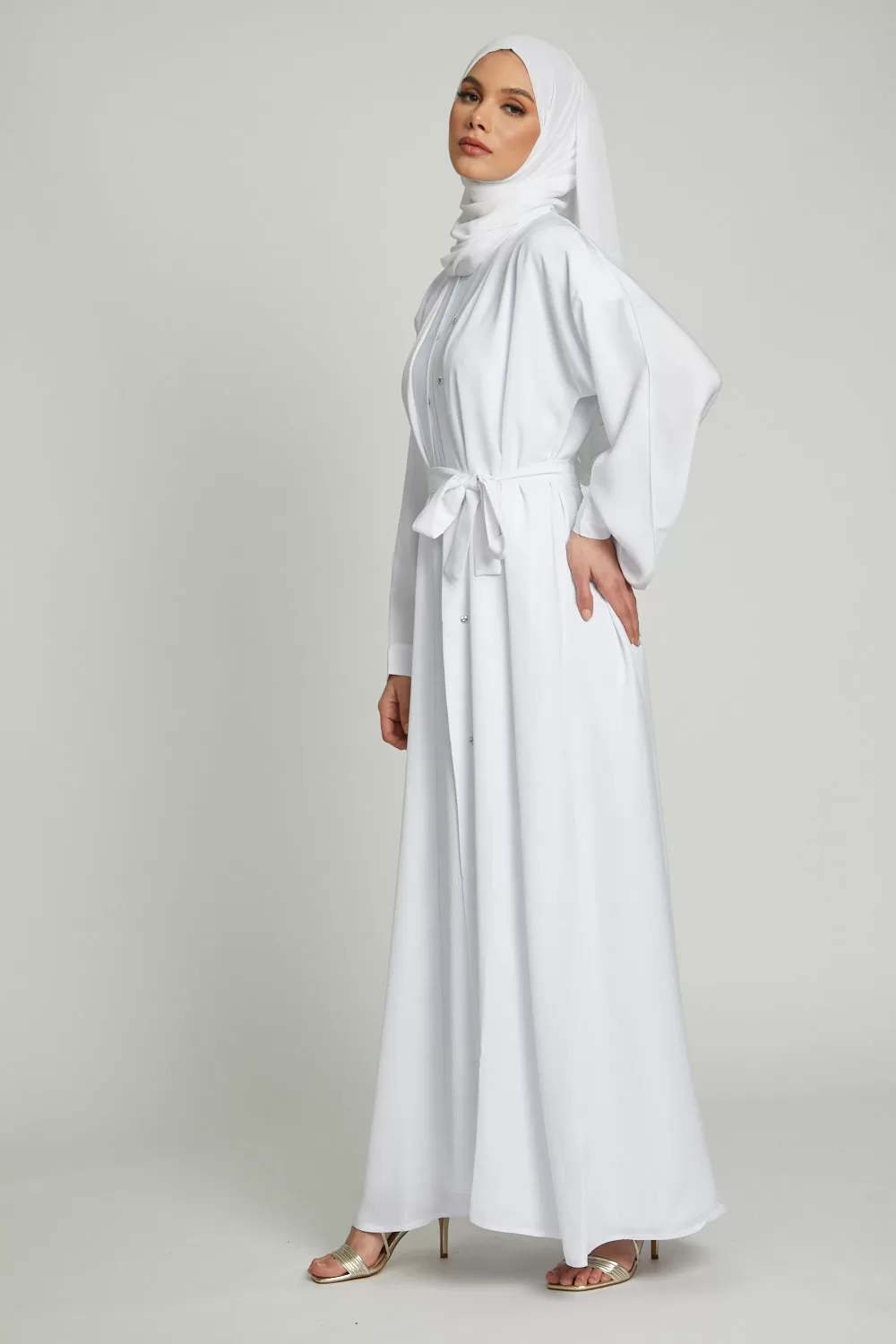 White Open Abaya