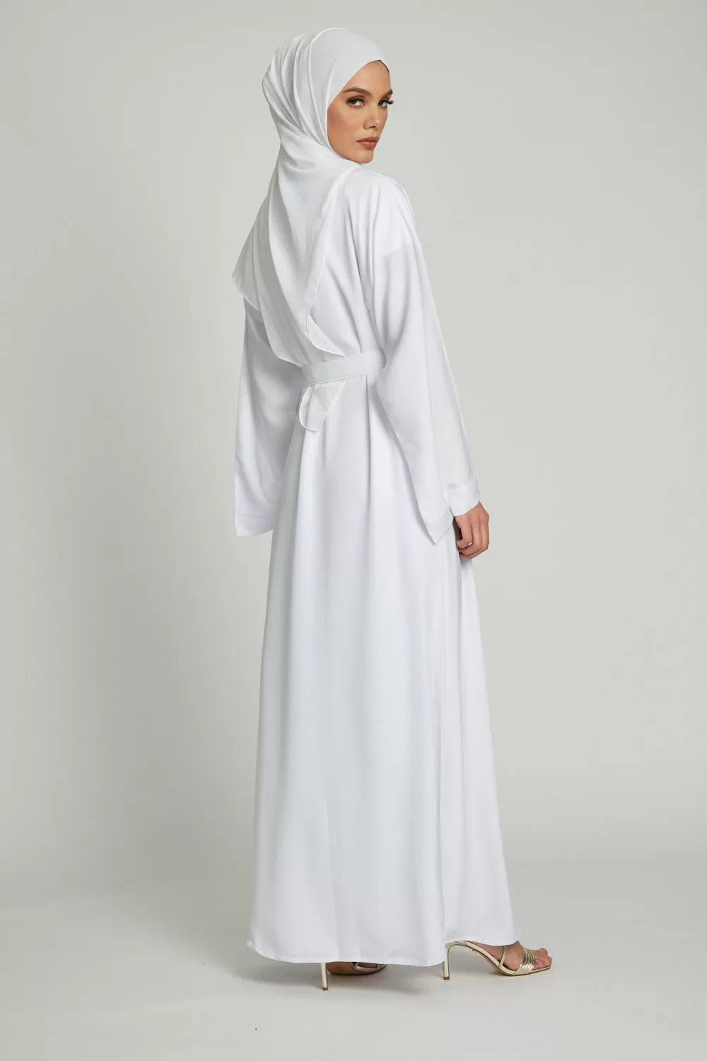 White Open Abaya