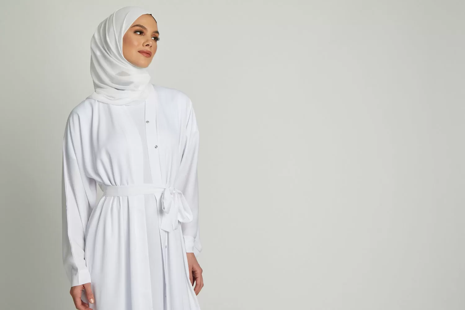 White Open Abaya