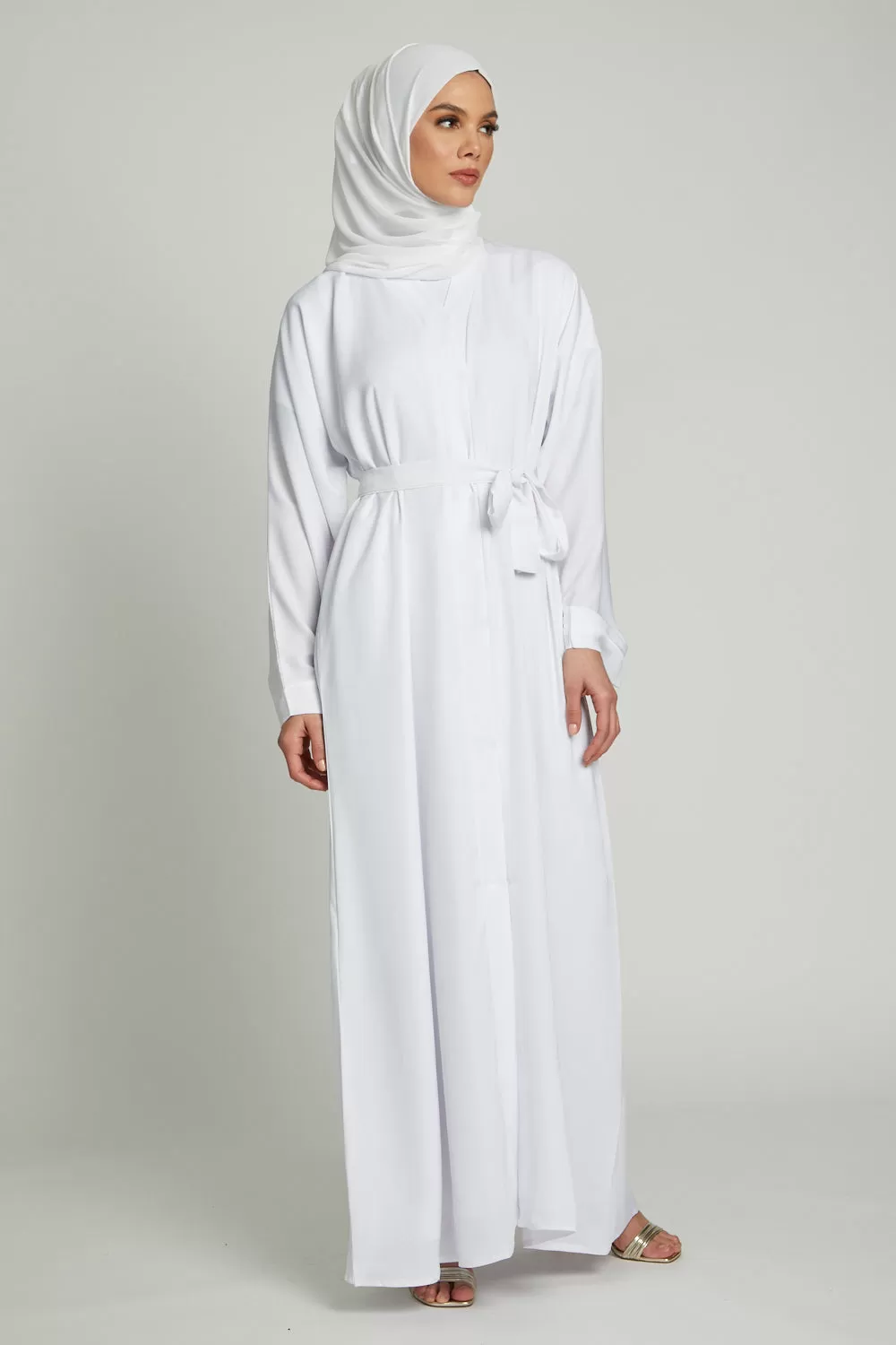 White Open Abaya