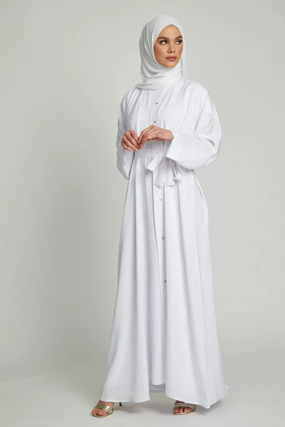 White Open Abaya