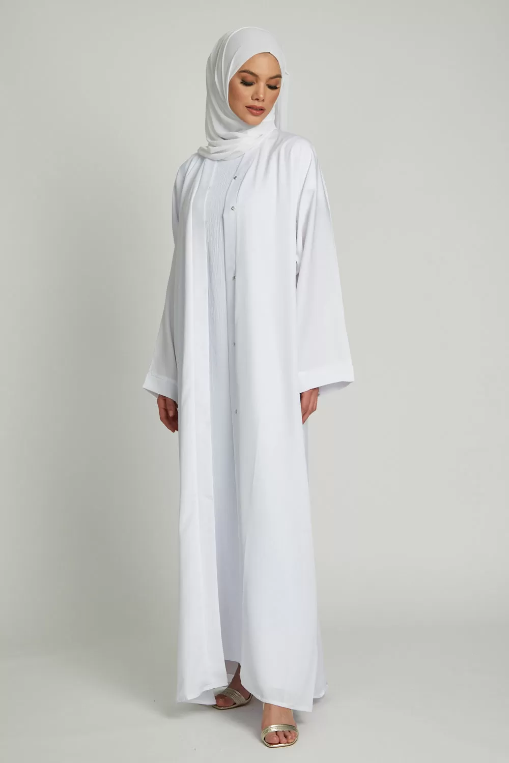 White Open Abaya