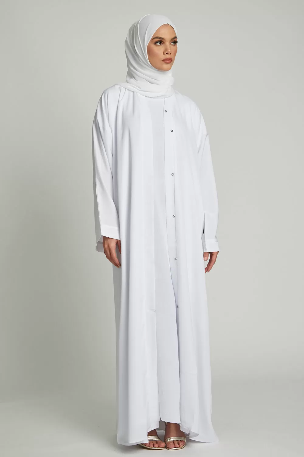 White Open Abaya