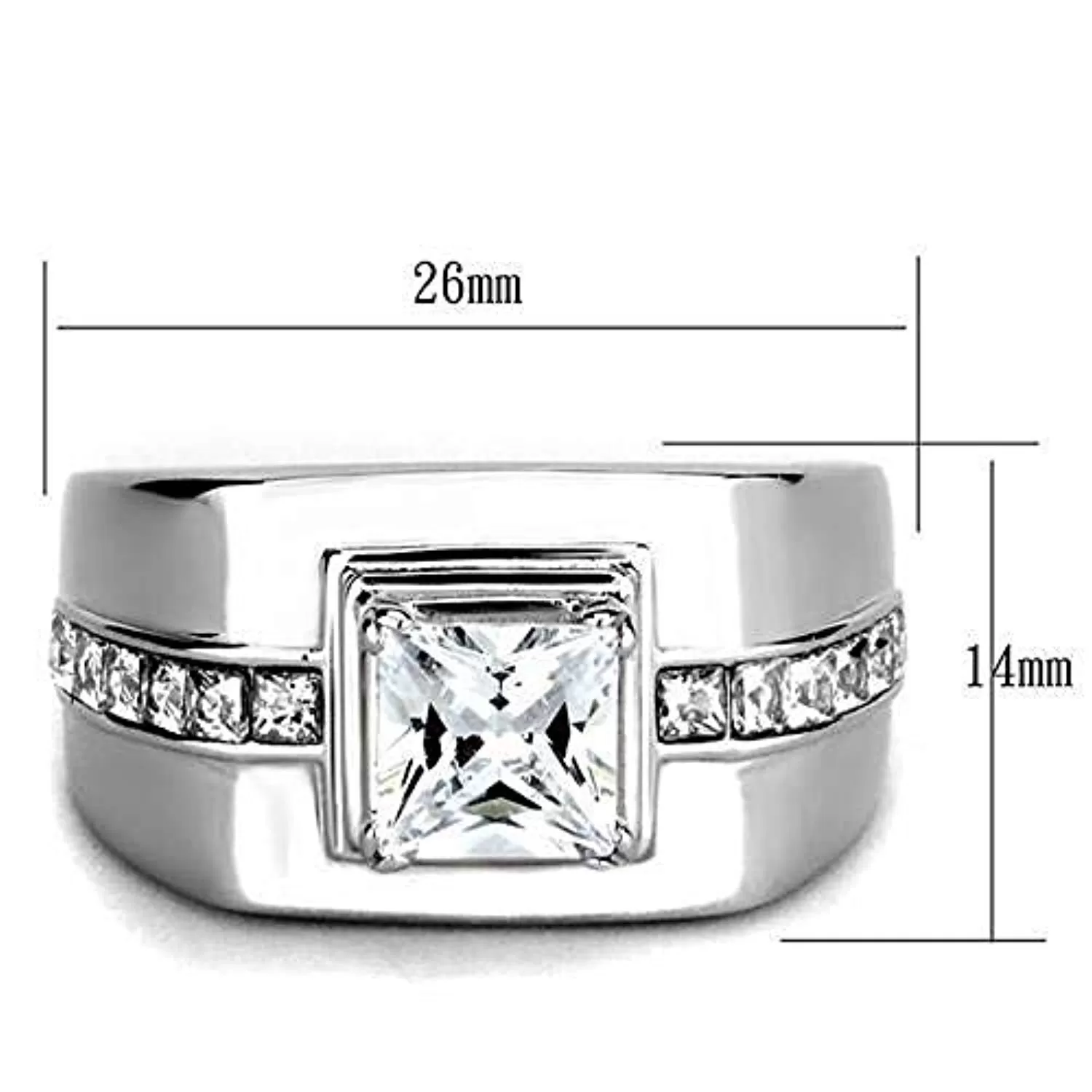 WildKlass Stainless Steel Ring High Polished Men AAA Grade CZ Clear