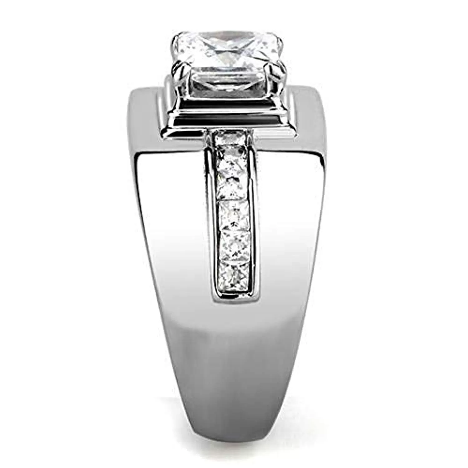 WildKlass Stainless Steel Ring High Polished Men AAA Grade CZ Clear