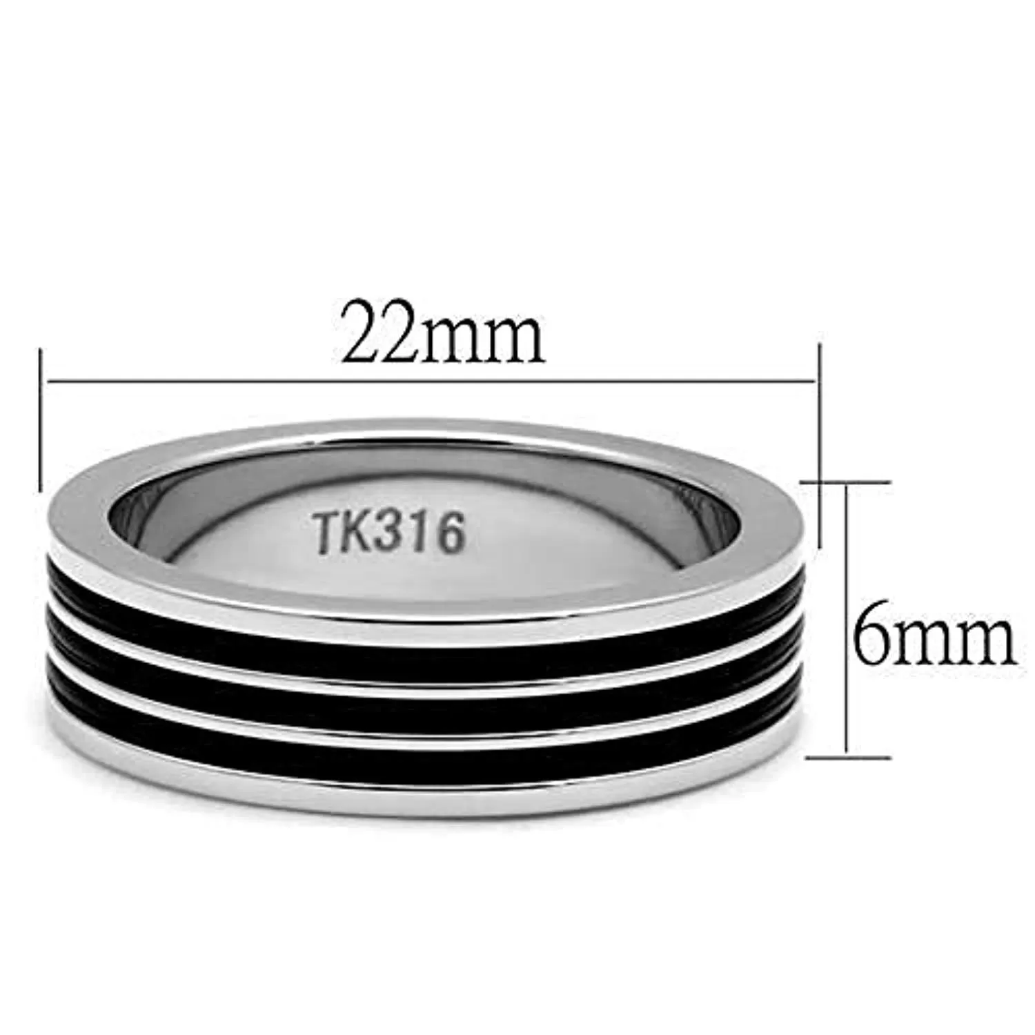 WildKlass Stainless Steel Ring High Polished Men Epoxy Jet