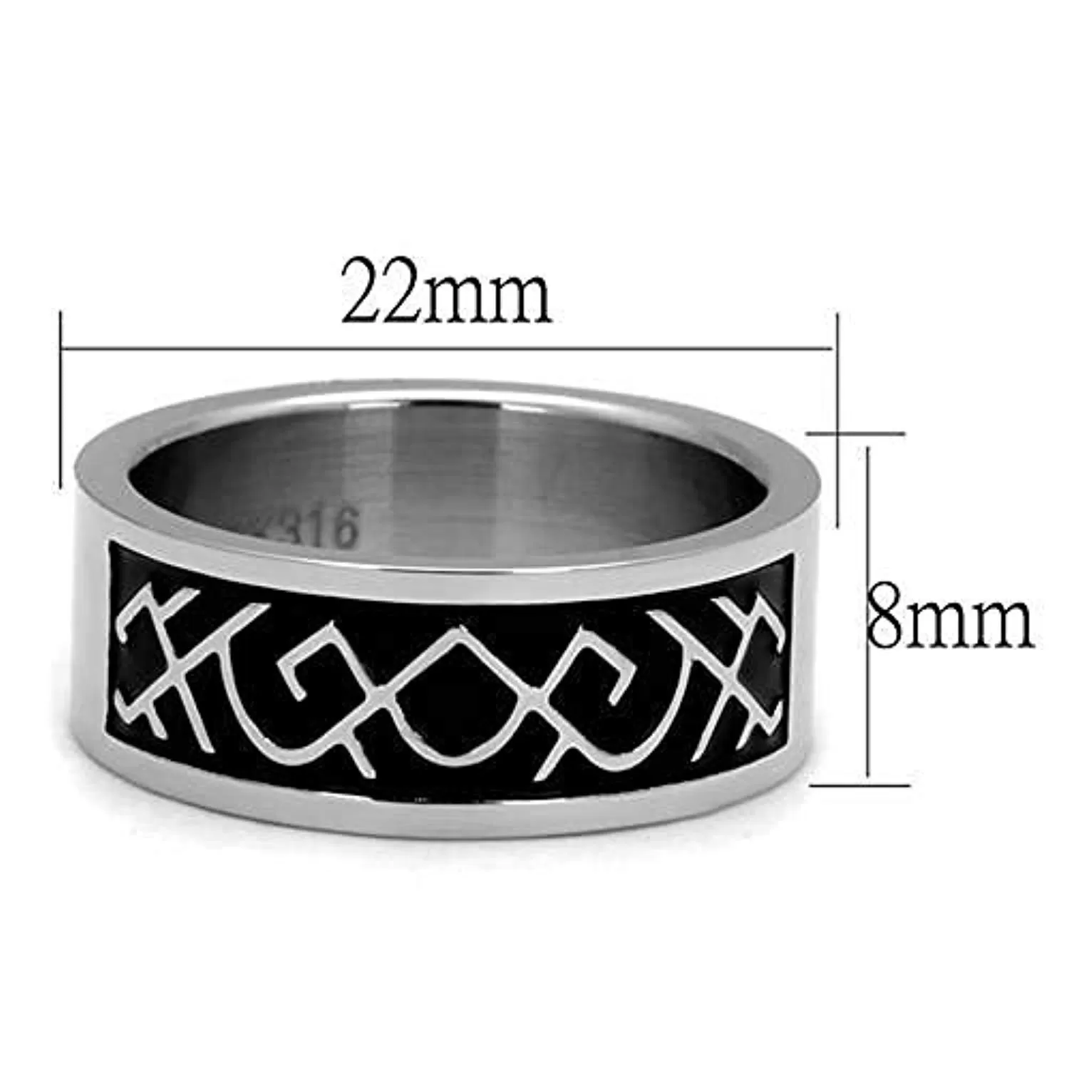 WildKlass Stainless Steel Ring High Polished Men Epoxy Jet