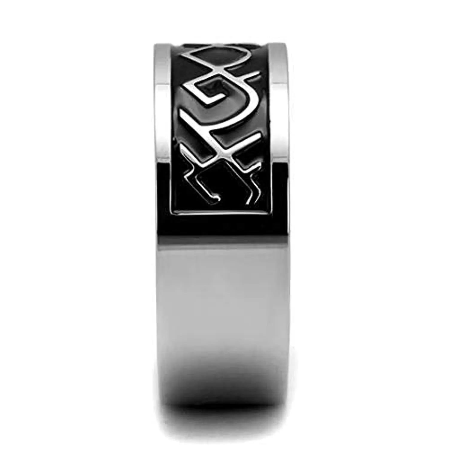 WildKlass Stainless Steel Ring High Polished Men Epoxy Jet