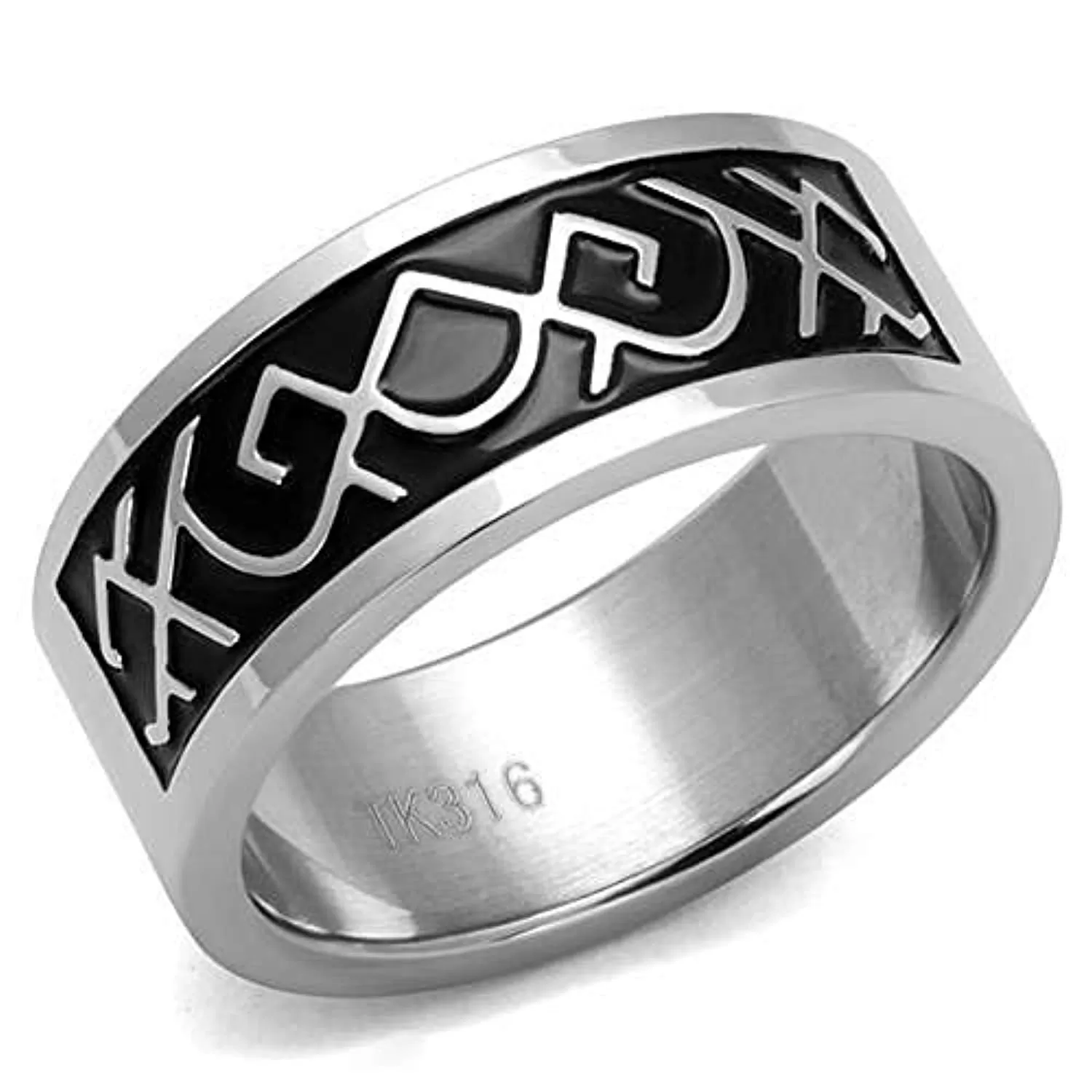 WildKlass Stainless Steel Ring High Polished Men Epoxy Jet