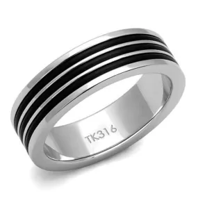 WildKlass Stainless Steel Ring High Polished Men Epoxy Jet