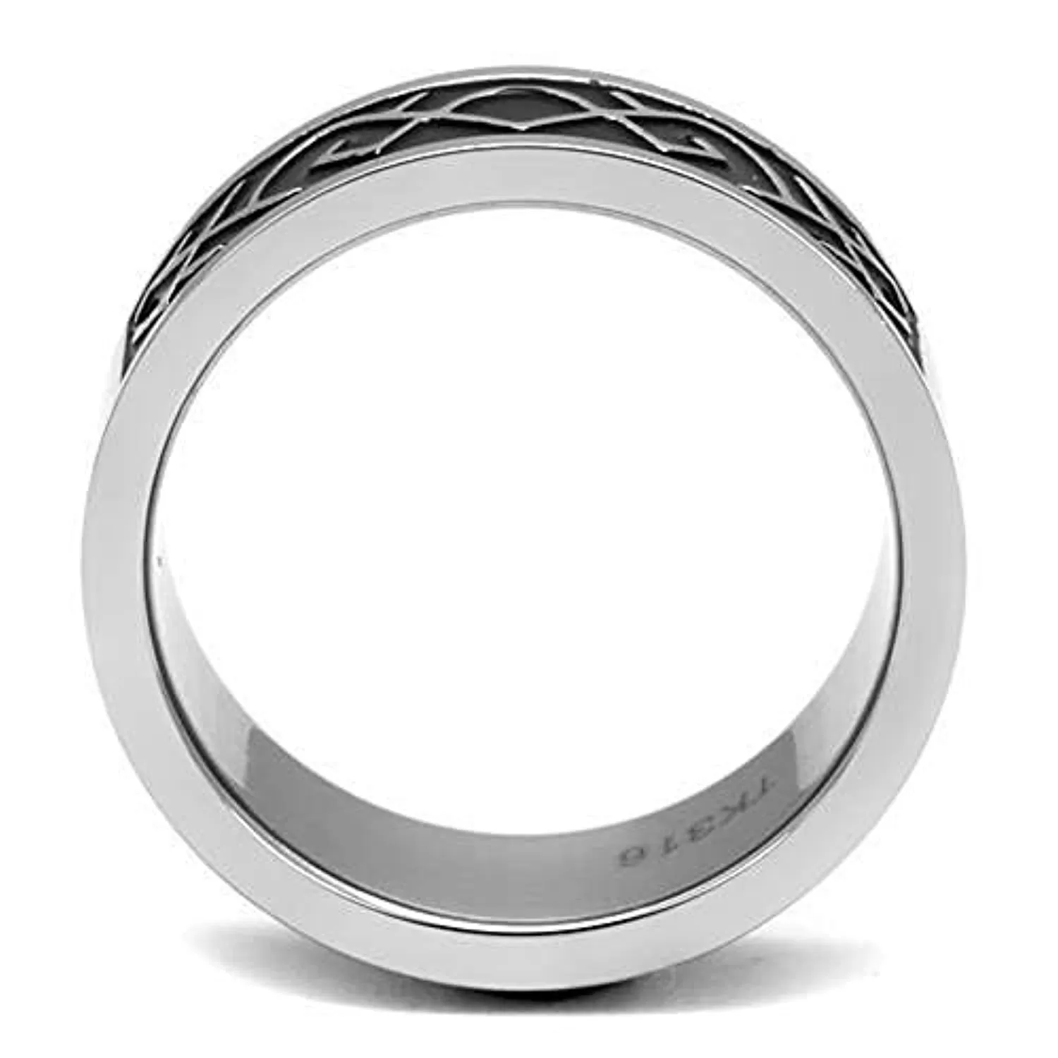 WildKlass Stainless Steel Ring High Polished Men Epoxy Jet