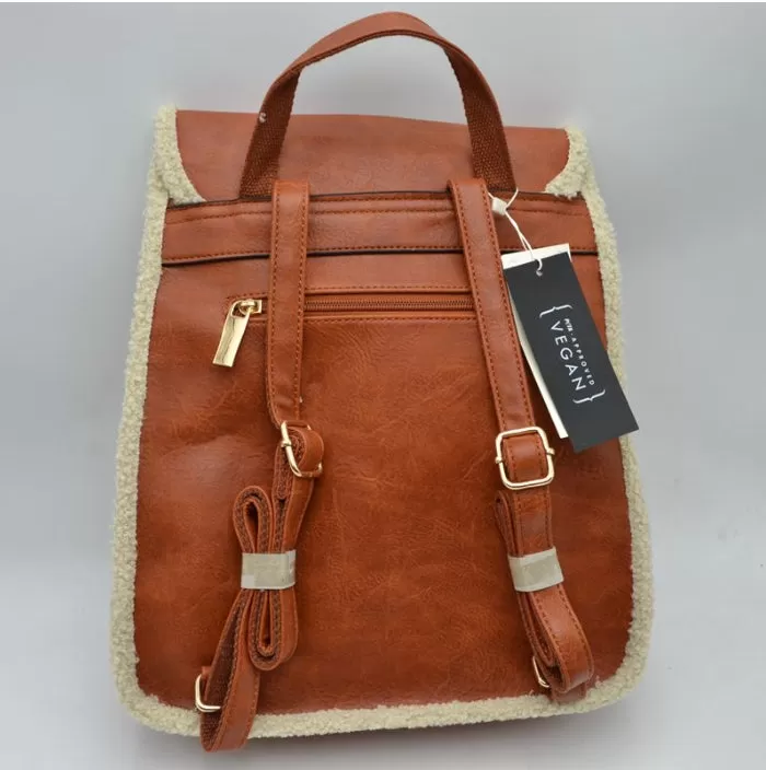 Winter belted closure backpack - tan