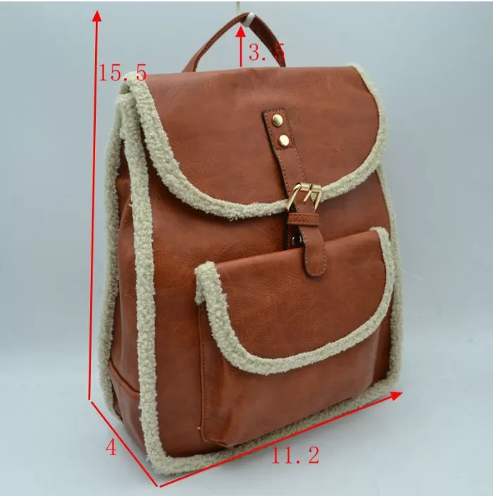 Winter belted closure backpack - tan