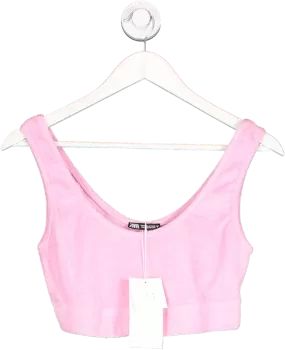 ZARA Pink Terry Towelling Crop Top UK M